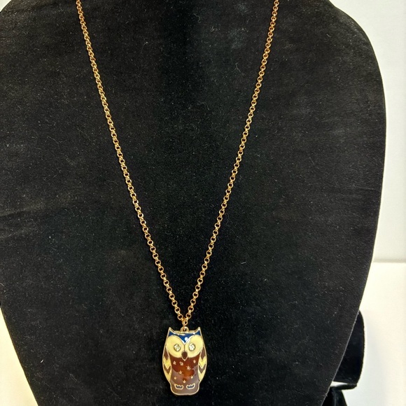 Charming Vintage MCM Owl Enamel Pendant Necklace - Picture 3 of 8